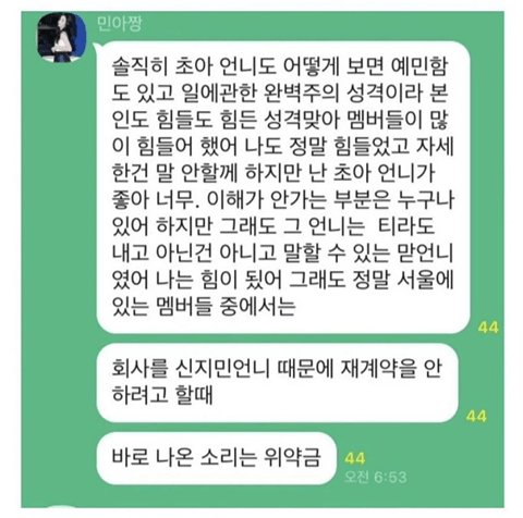 image.png 민아, AOA 前멤버 초아 언급 "그래도 멤버들 중 힘이 된 사람"