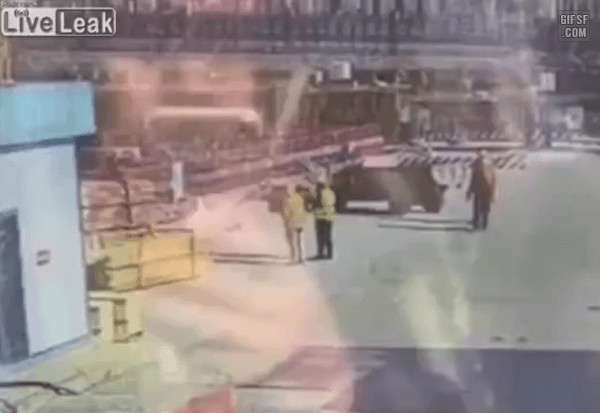 Crane operator accidentally crushes a worker.mp4.gif