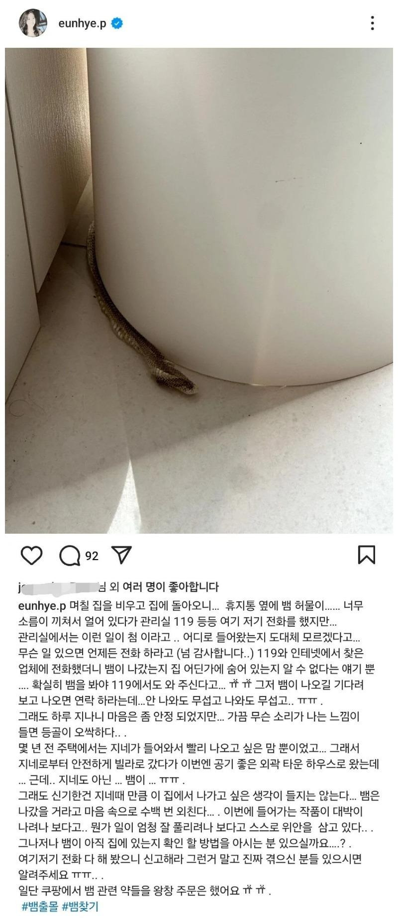 배우 박은혜 인스타에 올라온 충격적인 사진.jpg